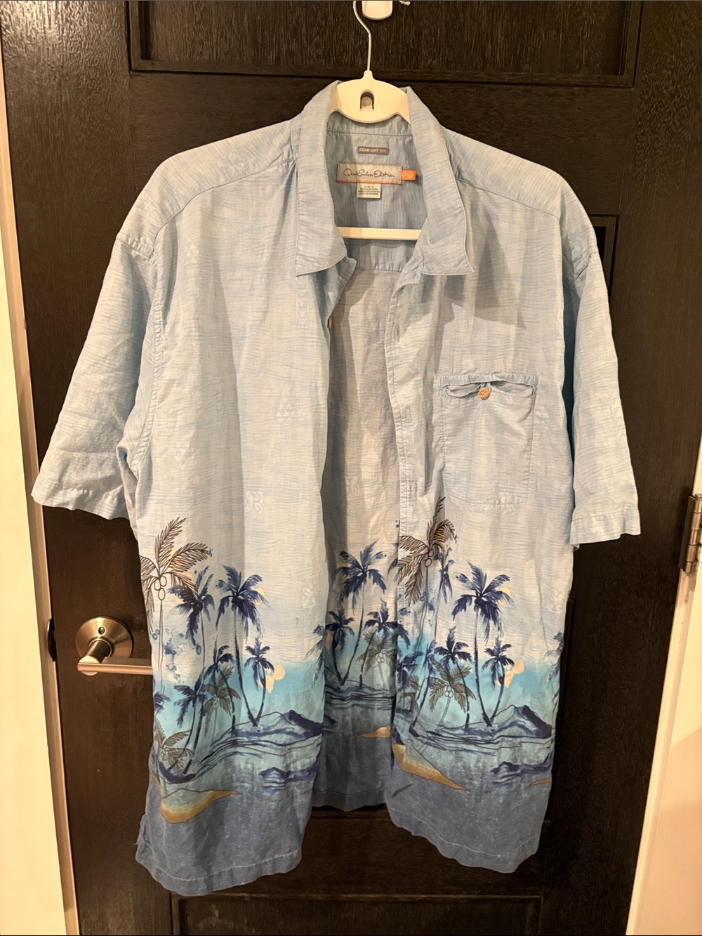 Quiksilver Edition Mens XL Palm Tree Hawaiian Button Shirt Short Sleeve